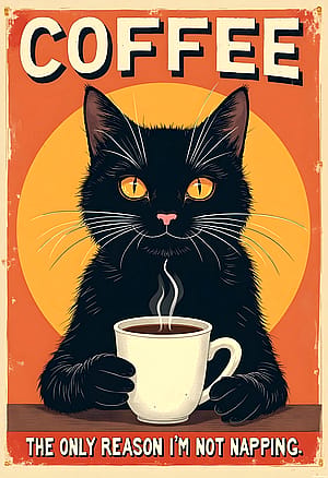 Funny Black Cat Coffee Art