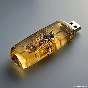 Amber USB stick with insect inside